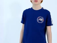 Indigo Shoulder Print Detailed Standard Model O Collar Boys T-Shirt - 11121