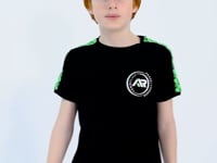 Black Shoulder Print Detailed Standard Fit O Collar Boys T-Shirt - 11121