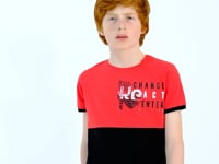 Fiesta Print Detailed Color Block Standard Fit O Collar Boys T-Shirt - 11107