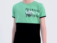Print Detailed Color Blocked Standard Fit O Collar Boys T-Shirt - 11107