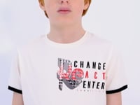 Ecru Print Detailed Color Block Standard Fit O Collar Boys T-Shirt - 11107