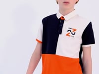 Navy Blue Block Embroidery Detailed Standard Pattern Polo Collar Boys T-Shirt - 11108