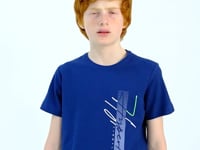 Indigo Print O Collar Standard Fit Boys' T-Shirt - 11119