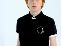 Black Print Detailed Polo Collar Standard Cut Boys' T-Shirt - 11166