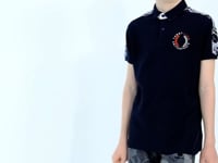 Navy Blue Print Detailed Polo Collar Standard Fit Boys' T-Shirt - 11166