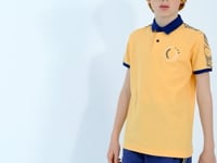 Melon Inside Print Detailed Polo Collar Standard Pattern Boys T-Shirt - 11166