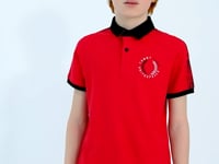 Red Print Detailed Polo Collar Standard Cut Boys T-Shirt - 11166