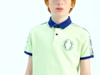 Light Green Print Detailed Polo Collar Standard Fit Boys' T-Shirt - 11166