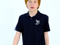 Navy Blue Minimal Embroidered Detailed Standard Pattern Polo Collar Boys T-Shirt - 11084