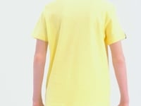 Yellow Minimal Embroidery Detailed Standard Pattern Polo Collar Boys T-Shirt - 11084