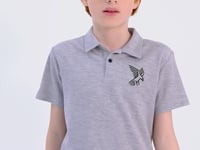 Grey Melange Minimal Embroidery Detailed Standard Fit Polo Collar Boys T-Shirt - 11084