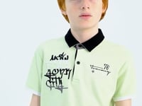 Light Green Embroidered Detailed Standard Pattern Polo Collar Boys T-Shirt - 11085