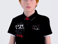 Black Embroidered Detailed Standard Template Polo Collar Boys' T-Shirt - 11085