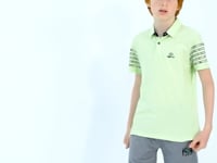 Light Green Sleeve Print Detailed Standard Cut Polo Collar Boys T-Shirt - 11093