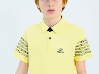 Standard Mold Polo Collar Detailed Sleeve Print Boys' T-Shirt - 11093