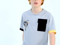 Gray O Collar Oversize Print Detailed Boys' T-Shirt - 11152