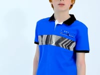 Striped Print Detailed Polo Collar Standard Cut Boys T-Shirt - 11162