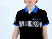 Black Striped Print Detailed Polo Collar Standard Cut Boys T-Shirt - 11162