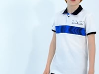 White Striped Print Detailed Polo Collar Standard Cut Boys T-Shirt - 11162