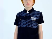 Navy Blue Print Detailed Polo Collar Standard Fit Boys T-Shirt - 11161