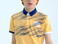 Melon Inside Print Detailed Polo Collar Standard Pattern Boys' T-Shirt - 11161