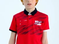 Red Print Detailed Polo Collar Standard Cut Boys T-Shirt - 11161