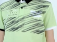 Light Green Print Detailed Polo Collar Standard Fit Boys' T-Shirt - 11161