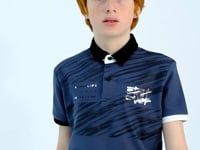 Forest Green Print Detailed Pola Collar Standard Fit Boys' T-Shirt - 11161