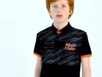 Black Print Detailed Polo Collar Standard Fit Boys' T-Shirt - 11161