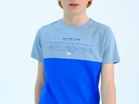Standard Fit Color Block Print O Collar Boys' T-Shirt - 11134
