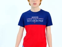 Red Print Color Block Standard Fit O Collar Boys T-Shirt - 11134