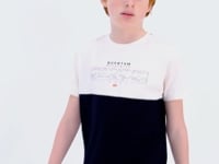 Navy Blue Printed Color Block Standard Fit O Collar Boys T-Shirt - 11134