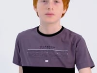 Black Print Color Block Standard Fit O Collar Boys T-Shirt - 11134