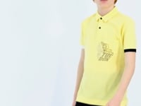 Yellow Front Pocket Detailed Printed Standard Fit Polo Collar Boys' T-Shirt - 11102