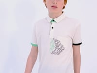 Ecru Front Detailed Printed Standard Fit Polo Collar Boys' T-Shirt - 11102