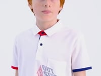 White Front Detailed Printed Standard Fit Polo Collar Boys T-Shirt - 11102