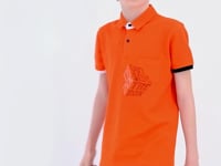 Orange Front Detailed Printed Standard Fit Polo Collar Boys T-Shirt - 11102