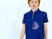 Indigo Front Pocket Detailed Print Standard Fit Polo Collar Boys T-Shirt - 11102