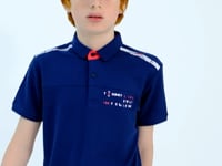 Indigo Print Detailed Standard Fit Polo Collar Boys' T-Shirt - 11140