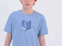 Light Blue Embroidered O Collar Oversize Boys T-Shirt - 11151