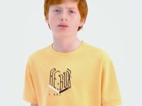 Melon Inside Letter Embroidered O Collar Oversize Boys T-Shirt - 11151