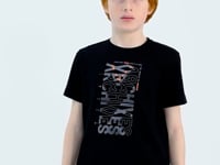 Black Pre-Print Detailed O Collar Standard Fit Boys T-Shirt - 11099