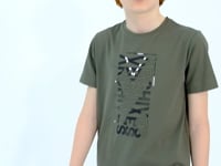 Khaki Pre-Print Detailed O Collar Standard Cut Boys' T-Shirt - 11099
