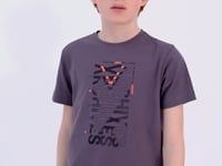Dark Grey Preprint Detailed O Collar Standard Fit Boys' T-Shirt - 11099