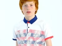 Standard Mold Detailed Print Polo Collar Boys' T-Shirt - 11101