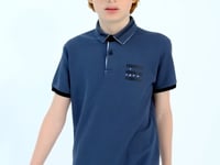 Forest Green Collar Color Block Print Detailed Standard Cut Boys T-Shirt - 11111