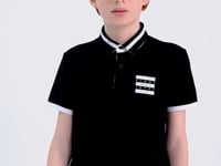 Black Collar Color Block Print Detailed Standard Cut Boys T-Shirt - 11111