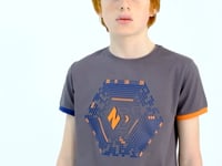 Dark Gray Cuffed Sleeve Detailed Print Standard Fit Boys' T-Shirt - 11156