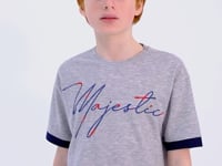 Grey Melange Round Neck Embroidered Oversize Boys' T-Shirt - 11147