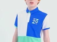 White Color Block Embroidered Detailed Standard Fit Polo Collar Boys T-Shirt - 11108